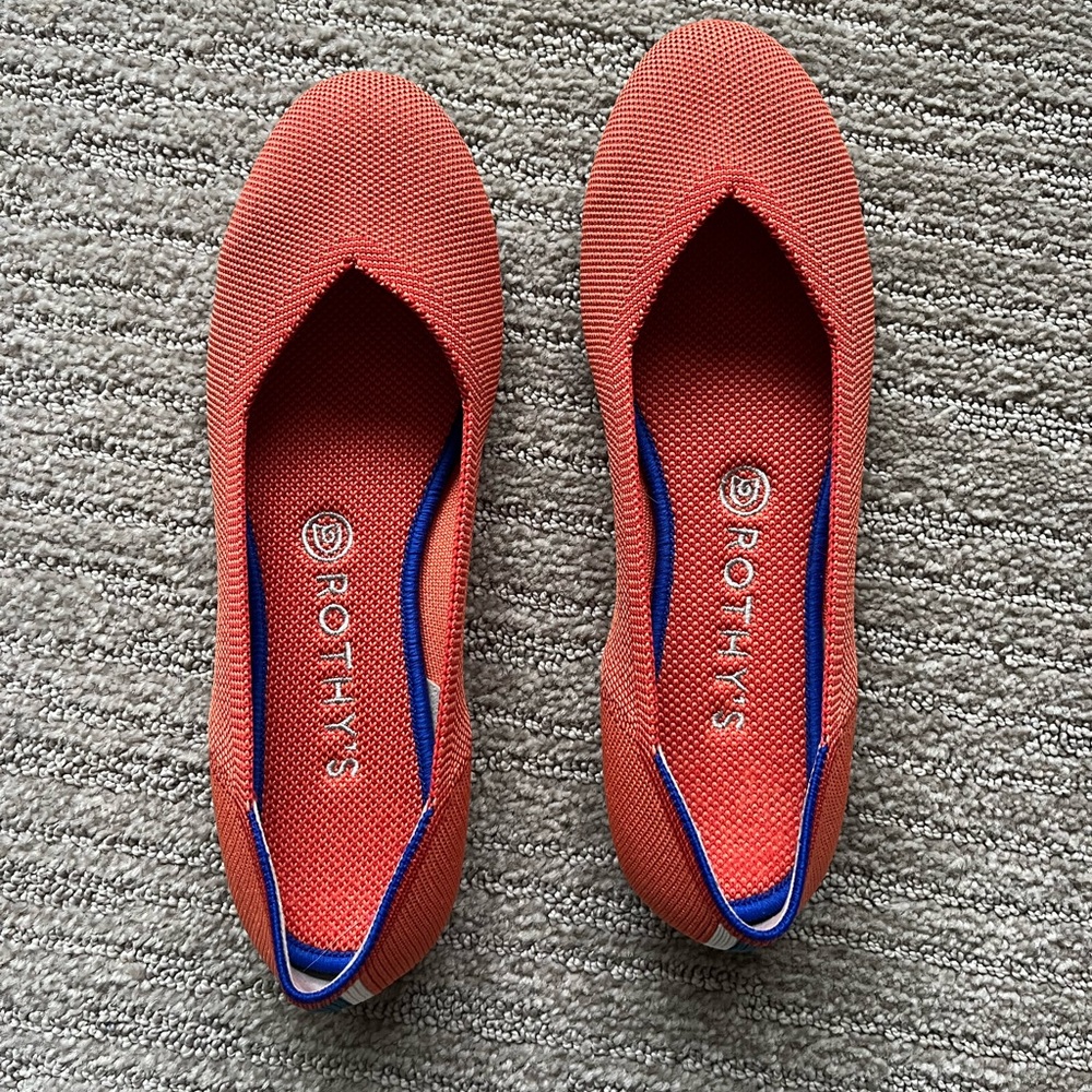 🍊Rothy's Orange Ballet Flats - no discoloration, it’s just the lighting